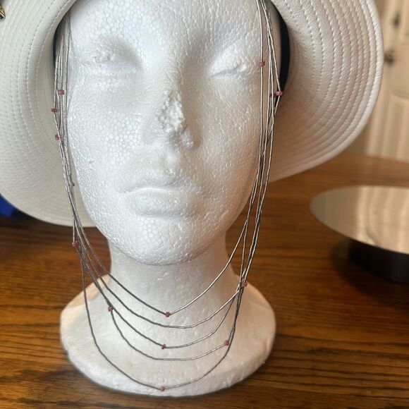 Carolyn Pollack Navajo vtg Sterling Silver Coral 5 strand liquid silver necklace - Picture 5 of 6